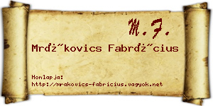 Mrákovics Fabrícius névjegykártya